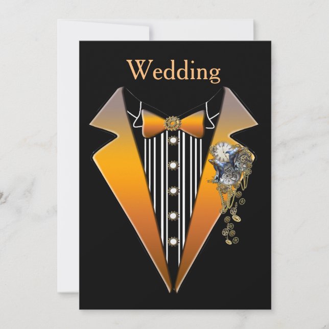Tuxedo- Steampunk Wedding Design Invitation (Front)