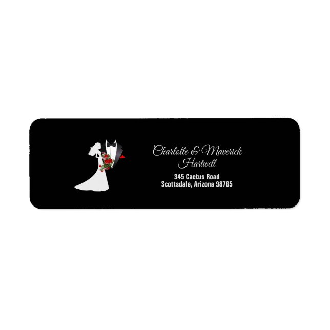 Tuxedo Suit & Bride Silhouette Adresse de retour (Devant)