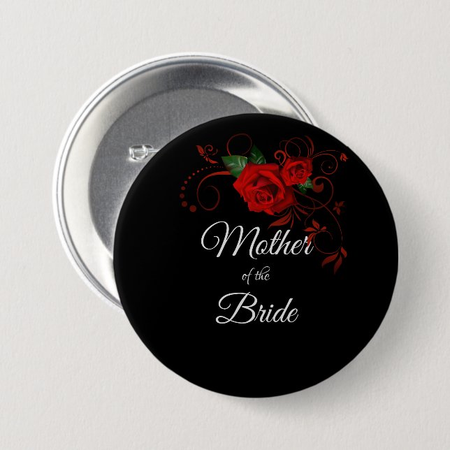 Tuxedo Suit/Bride Silhouette Mother of the Bride 3 Inch Round Button (Front & Back)