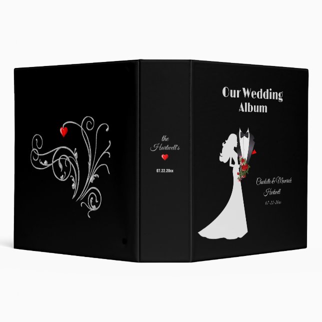 Tuxedo Suit & Bride Silhouette Wedding Album Binder (Background)