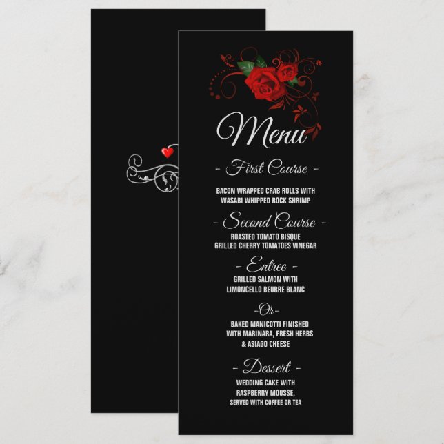 Tuxedo Suit & Bride Silhouette Wedding Menu (Front/Back)