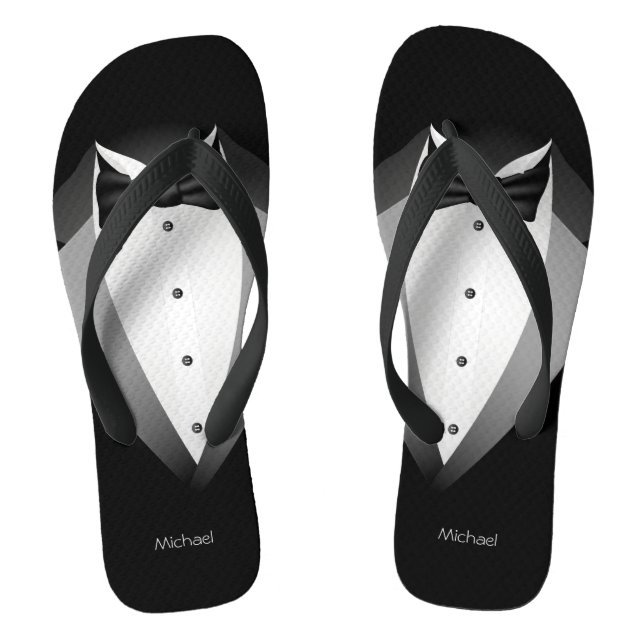 Tuxedo Suit Funny Flip Flops (Footbed)