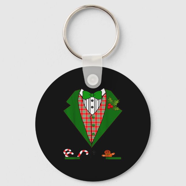 Tuxedo T Shirt For Men &amp; Boys Christmas Red &a Keychain (Front)