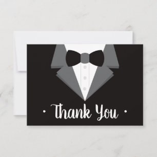 Tuxedo Thank You Card, Black Tie RSVP Card