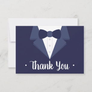 Tuxedo Thank You Card, Navy Tie RSVP Card