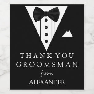 Tuxedo Thank You Groomsman Wine Label