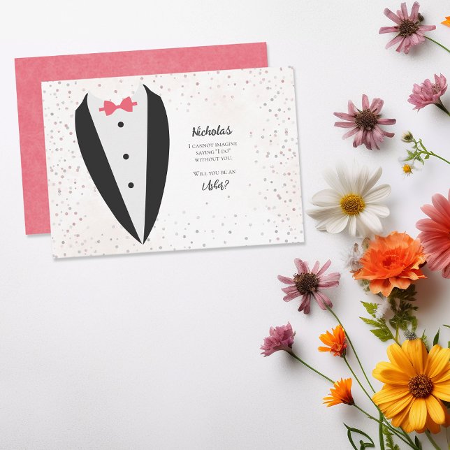 Tuxedo Usher Confetti Proposal Invitation (Creator Uploaded)