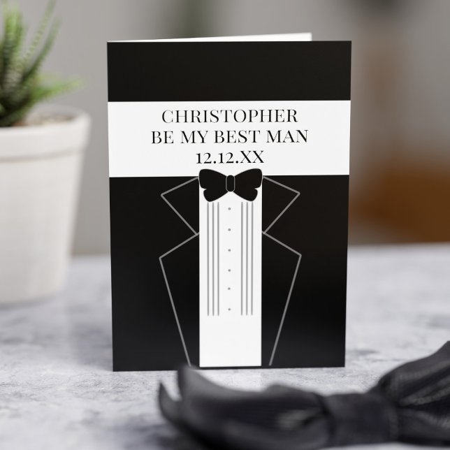 Tuxedo Wedding Be My Best Man Groomsman Card (Ask your best mate to be your Best Man with this card (or Groomsman - just change the text))