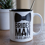 Tuxedo Wedding Bow Tie Bridesman Coffee Mug<br><div class="desc">Suitable for your Bridesman,  just add his initials and your wedding date to this classic black and white Tuxedo Wedding Bow Tie Bridesman Mug</div>