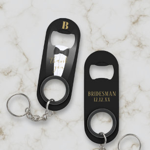 Tuxedo Wedding Bridesman Keychain Bottle Opener