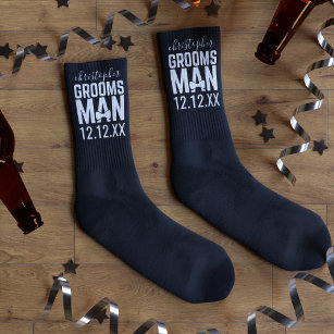 Tuxedo Wedding Personalized Groomsman Black Socks