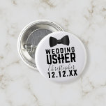 Tuxedo Wedding Usher Bridal Party Button<br><div class="desc">Add your wedding usher's name and your wedding date and attach to your wedding usher. You can add a colour to the background to suit your wedding colour theme. I went with classic black and white.</div>