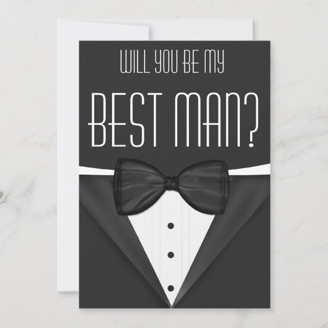 Tuxedo Will You Be My Best Man Wedding Invitation (Front)