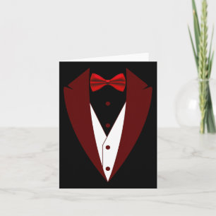 Tuxedo With Bow Tie Funny - Halloween Groom Costum Card
