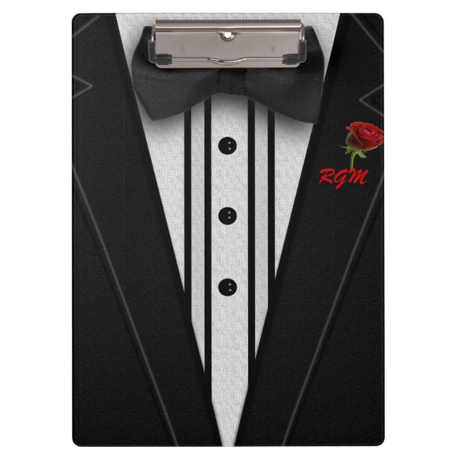Tuxedo with Bow Tie Monogram Clipboard (Front)