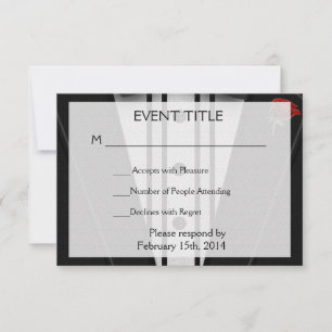 Tuxedo with Bow Tie Monogram RSVP Card