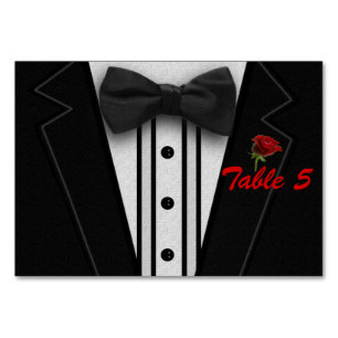 Tuxedo with Bow Tie Monogram Table Number