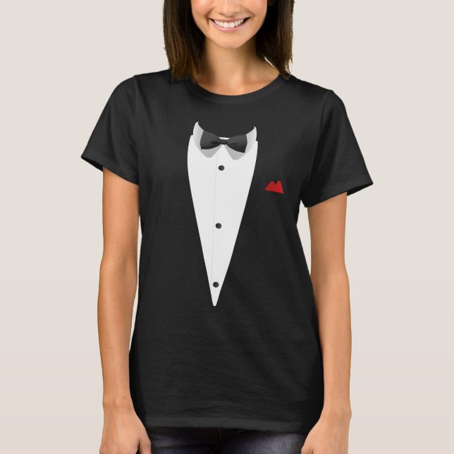 Tuxedo with Bowtie For Weddings New Year's Eve T-Shirt (Front)
