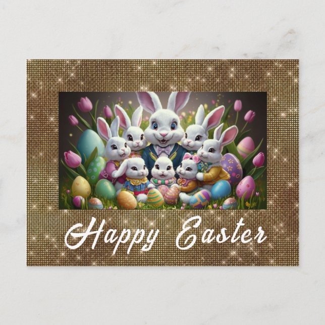 *~* TV1 Joyeuses Fleurs de PâquesBunny Oeufs Carte (Devant)