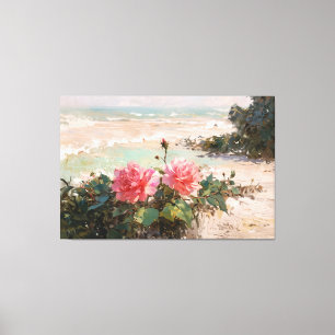 *~* TV2 Roses de plage rose toile étirée Imprimer