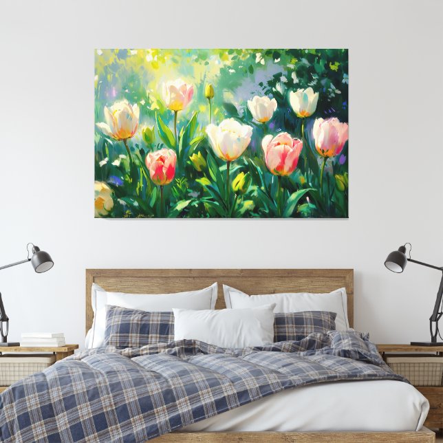 *~* TV2 Spring TULIPS Stretched Canvas Print (Insitu(Bedroom))