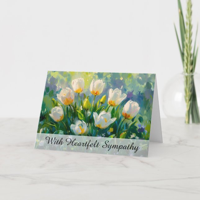 *~* TV2 White Tulips art  Sympathy Love Light Card (Front)