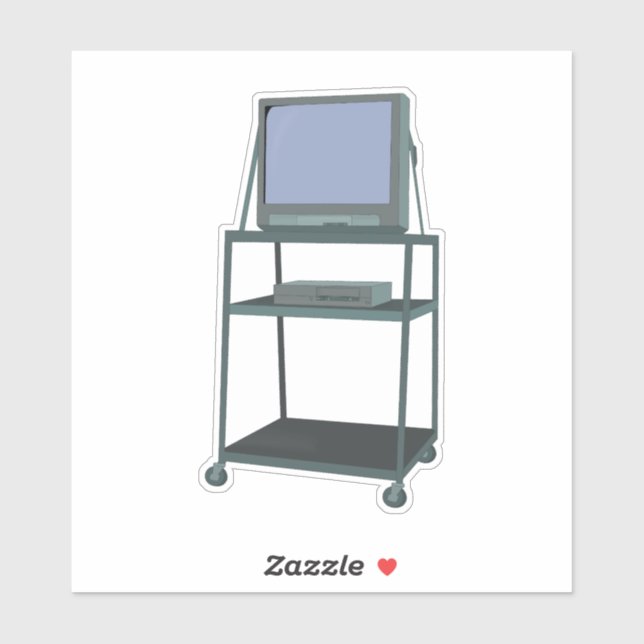 TV and VCR cart Classroom 80s 90s Funny School (Sheet)