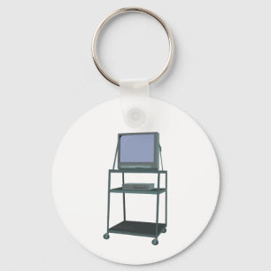 TV and VCR cart Classroom 80s 90s Funny School Keychain