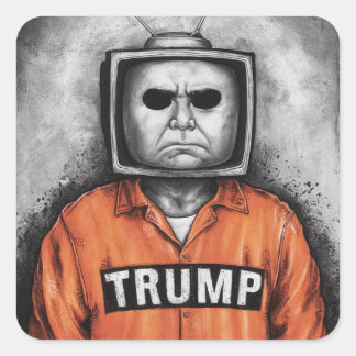 TV Head Prisioner Trump Square Sticker