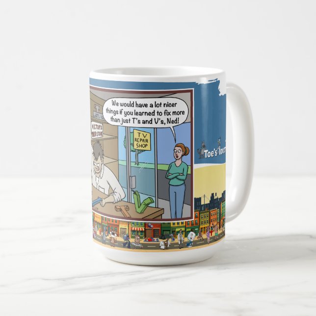 TV Repairman | Absurd Wordplay Humor Classic Coffee Mug (Front Right)