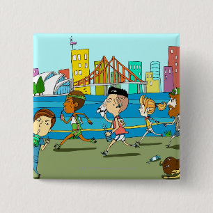 TV reporters with mikes at sports race 2 Inch Square Button