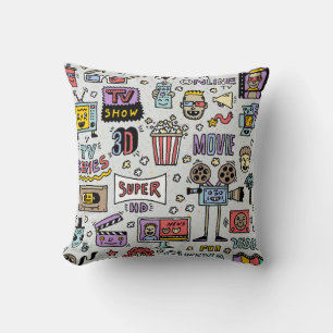 TV Shows, Series and Movies Funny Doodle vintage s Throw Pillow