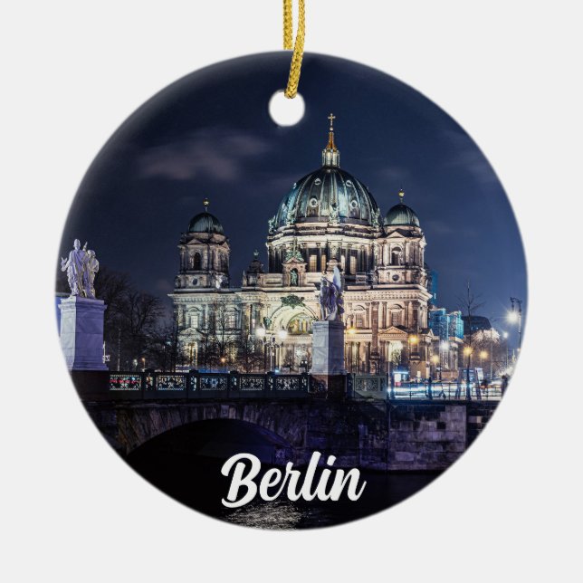 TV tower and Berlin Cathedral in Berlin, Germany Ceramic Ornament (Front)