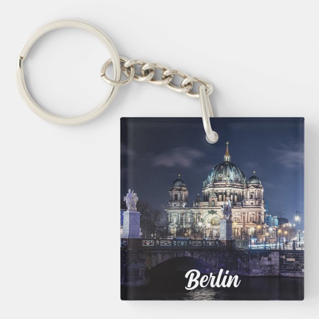 TV tower and Berlin Cathedral in Berlin, Germany Keychain (Front)