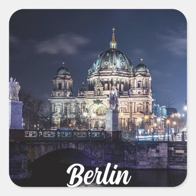 TV tower and Berlin Cathedral in Berlin, Germany Square Sticker (Front)