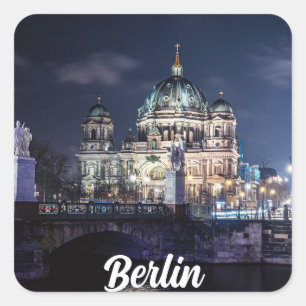 TV tower and Berlin Cathedral in Berlin, Germany Square Sticker