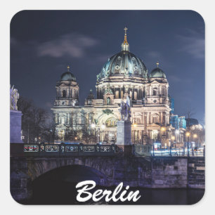 TV tower and Berlin Cathedral in Berlin, Germany Square Sticker