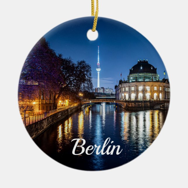 TV tower and museum island in Berlin, Germany Ceramic Ornament (Front)