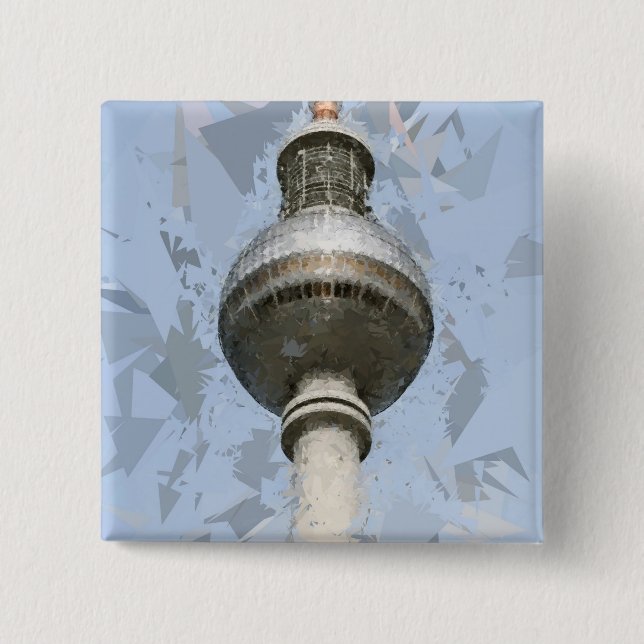 TV Tower Berlin 2 Inch Square Button (Front)