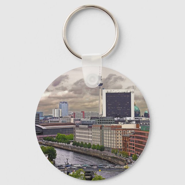 Tv Tower (Fernsehturm), Berlin, Panoramic(tv11pst) Keychain (Front)