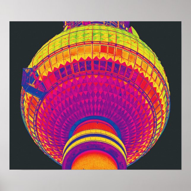 Tv Tower (Fernsehturm), Berlin, Rainbow Colour (tv Poster (Front)