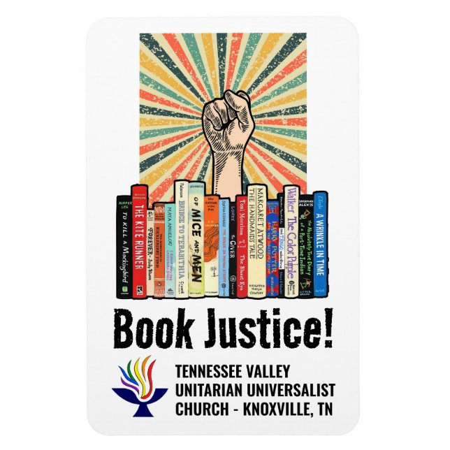TVUUC - Book Justice!  Magnet (Vertical)