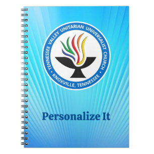 TVUUC Chalice Logo on Blue Rays Background Notebook