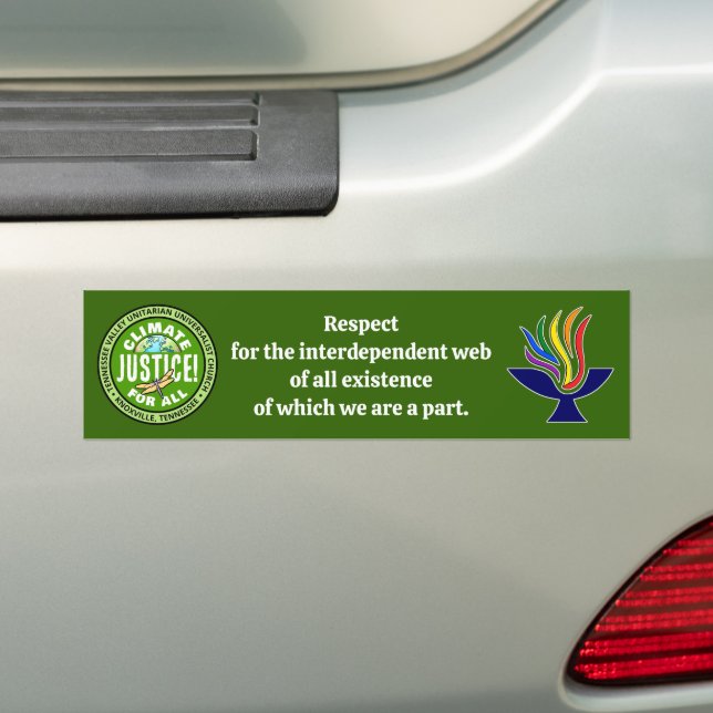 TVUUC Climate Justice! For All Bumper Sticker (On Car)