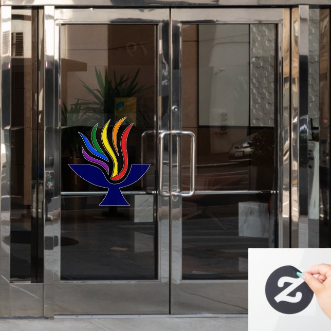TVUUC Flaming Chalice Logo Window Cling (Office Door)