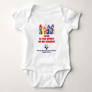 TVUUC Hearts/Hands LOVE is the Spirit Baby Bodysuit