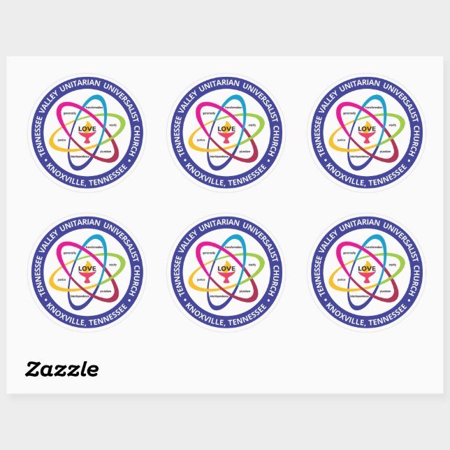 TVUUC Shared Values Atom Classic Round Sticker (Sheet)