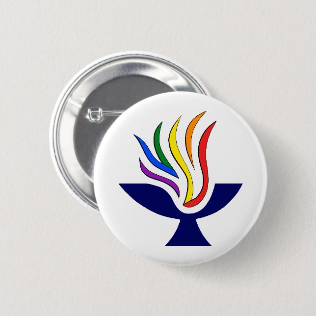 TVUUC Symbol Flaming Chalice Logo 2 Inch Round Button (Front & Back)