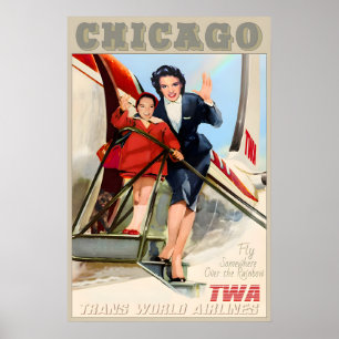 TWA Trans World Airlines Chicago Illinois New Poster