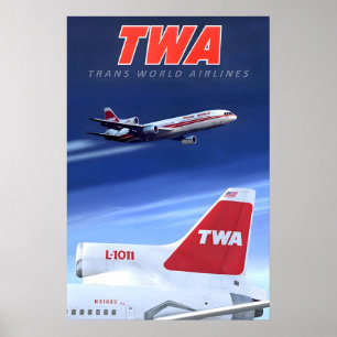 TWA Trans World Airlines Travel Poster Lockheed